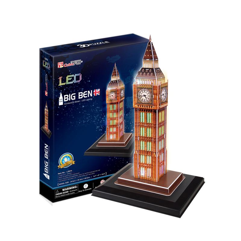 CUBICFUN LED ARCHITECTURE MODEL PUZZLE 3D BIG BEN (28 PIEZAS) - IRION Juguetería -  CUBICFUN LED ARCHITECTURE MODEL PUZZLE 3D BIG BEN (28 PIEZAS) - IRION Juguetería -
